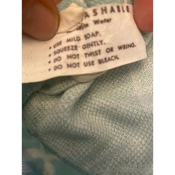 Vintage 1970's Sea Foam Green Diamond Check Elastic Waist Skirt Size 11 - Picture 4 of 4
